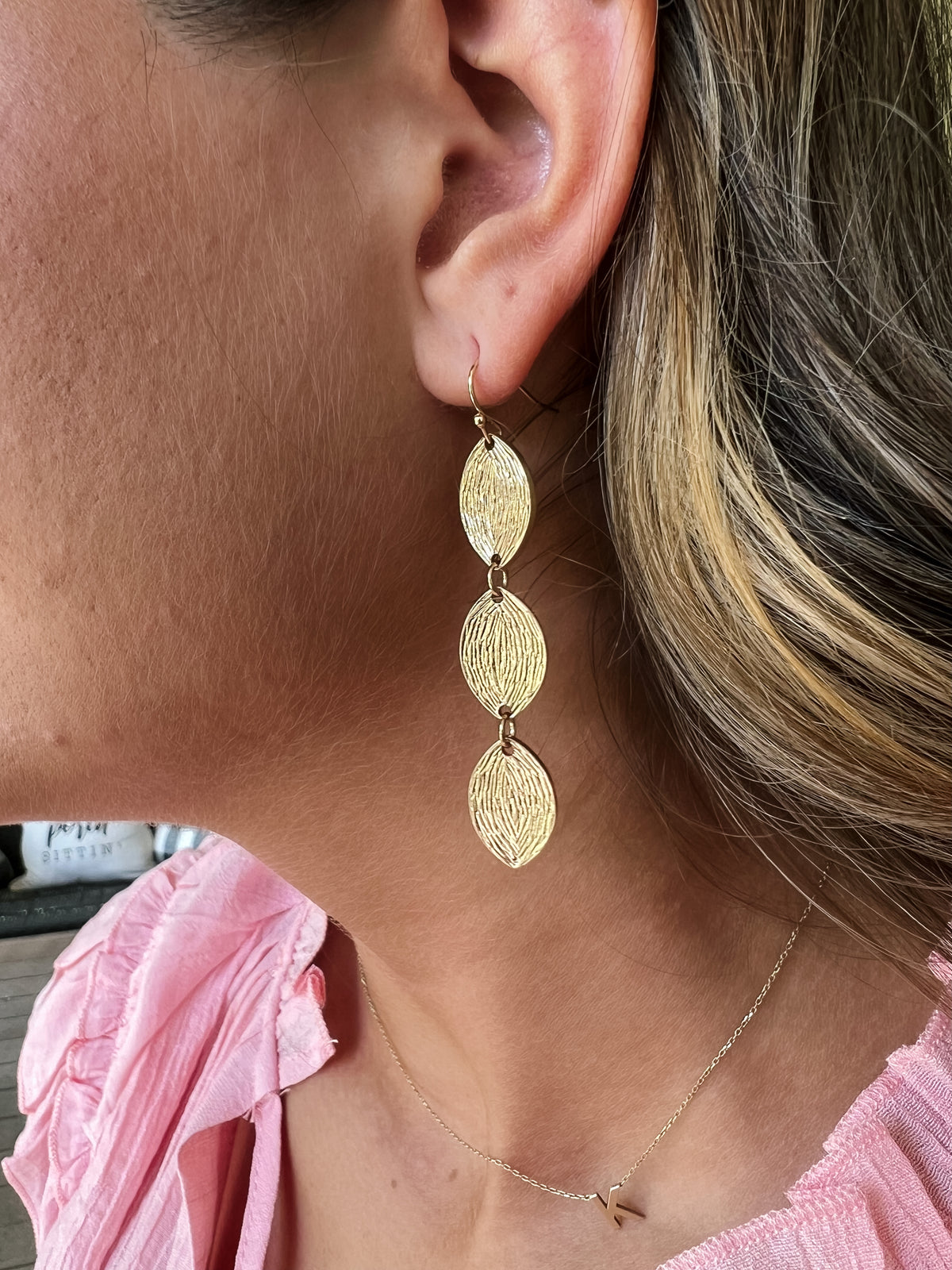 Textured Gold Dangle Earrings