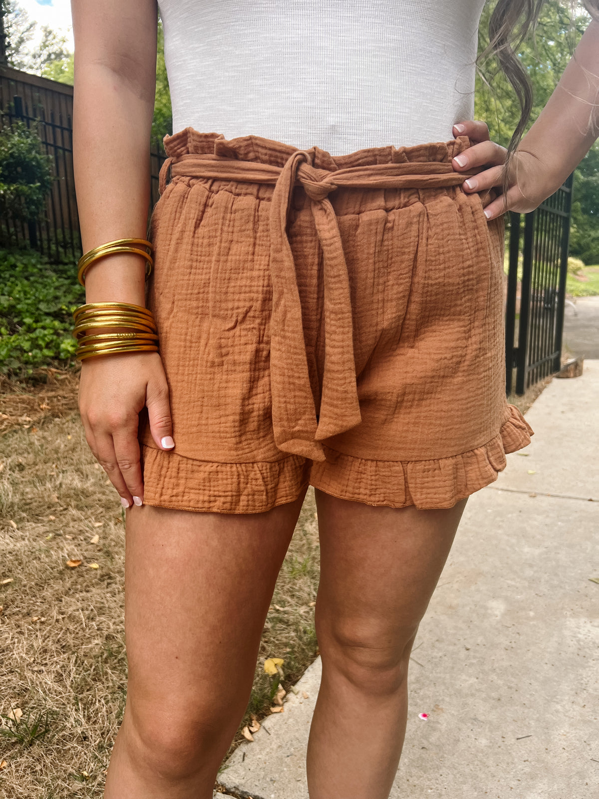 High Waisted Paperbag Shorts