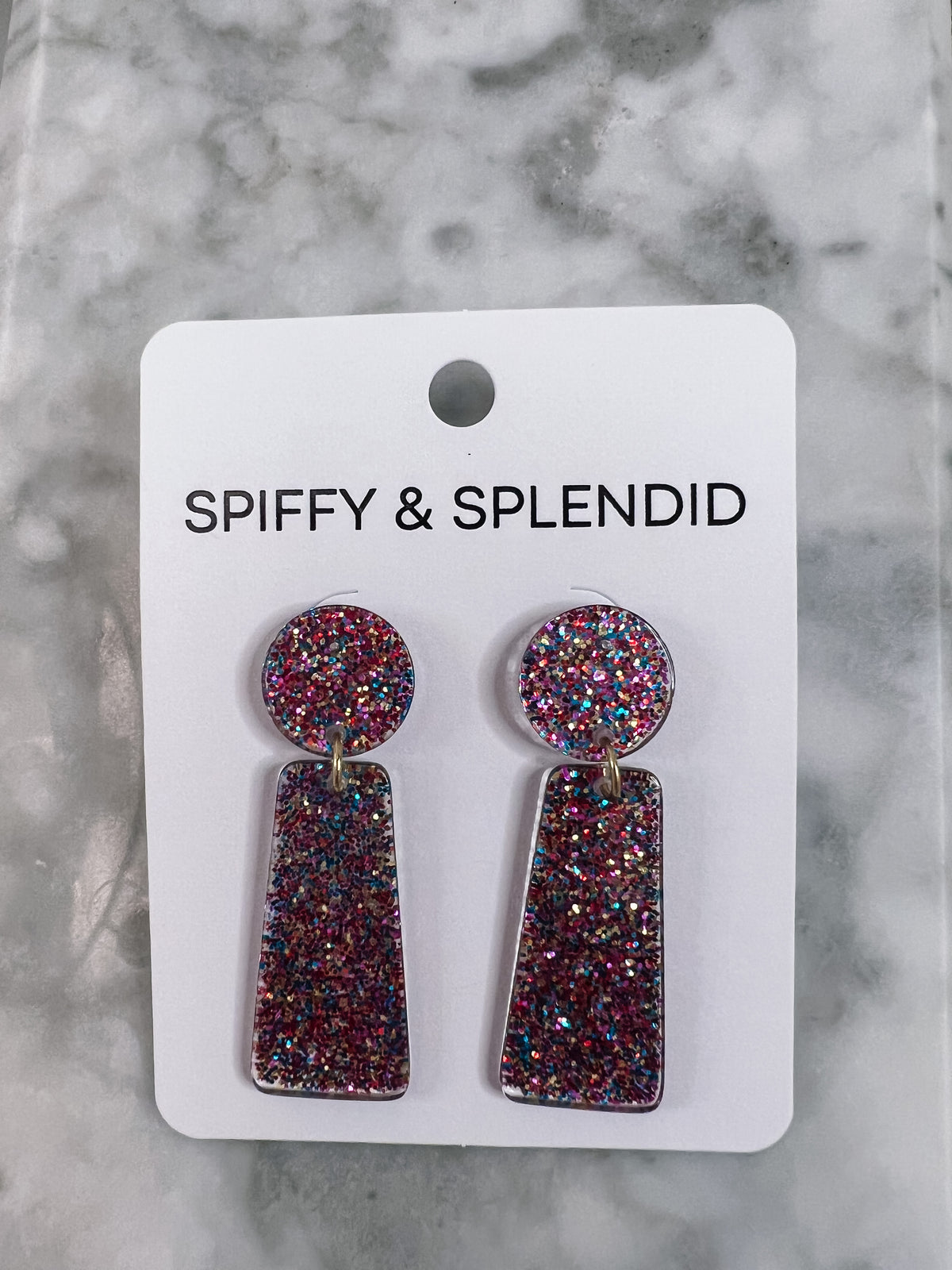 Rainbow Glitter Acrylic Dangle Earrings