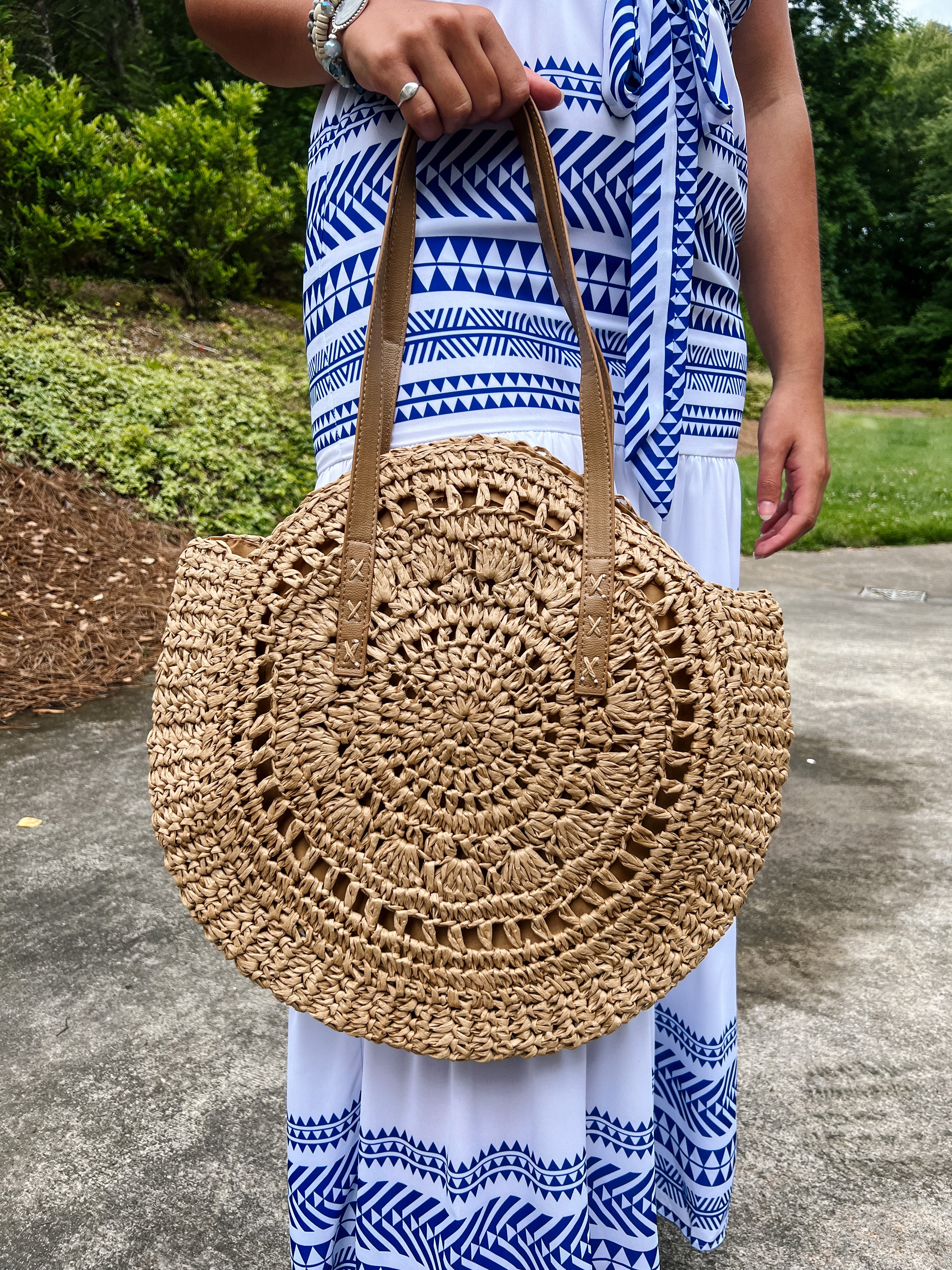 Straw circle tote hot sale